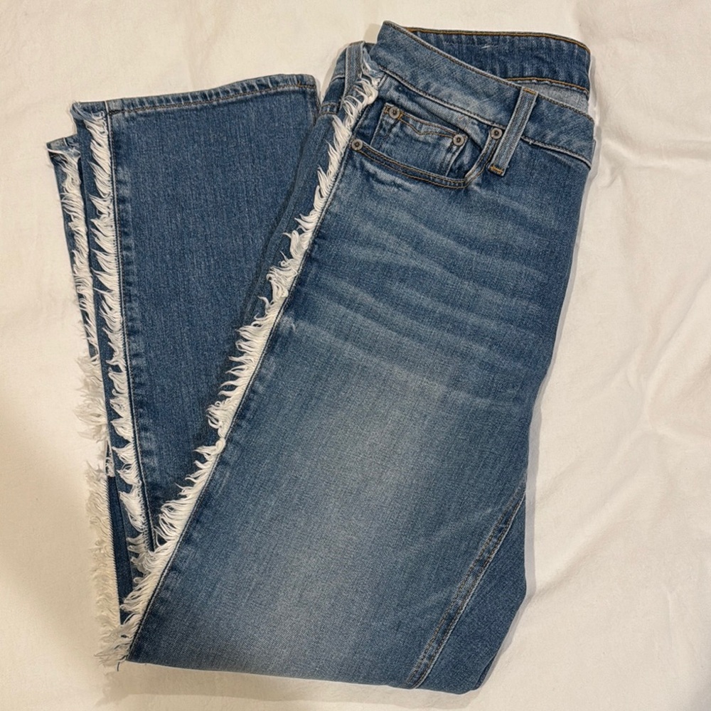 Paige Noella Blue Fringe Trim Jeans